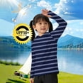 thumbnail image 5 of Atogsazn Children's Boys Summer Shirts Kids Casual Sun Protection Long Sleeve Sweatshirt with Hooded UPF 5+ Tops 04-Dark Blue 7-8 Years Fashion, 5 of 6