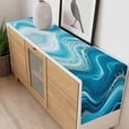 thumbnail image 4 of Teal Abstract Waves Table Runner - 120 Inch Long, Kitchen Dining Table Runner Dresser Scarves, Water Ripple Stripes Modern Farmhouse Decor for Coffee Tables Wedding Party Banquet, 4 of 8