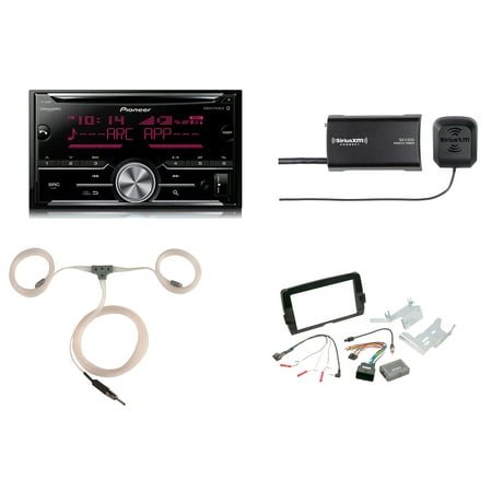 Pioneer 2-DIN CD SiriusXM-Ready MIXTRAX Bluetooth Receiver, SiriusXM Tuner Kit, Scosche Harley 2-DIN Install Kit, Enrock Marine Flexible AM/FM Antenna (Fits Select 2014-Up Harley
