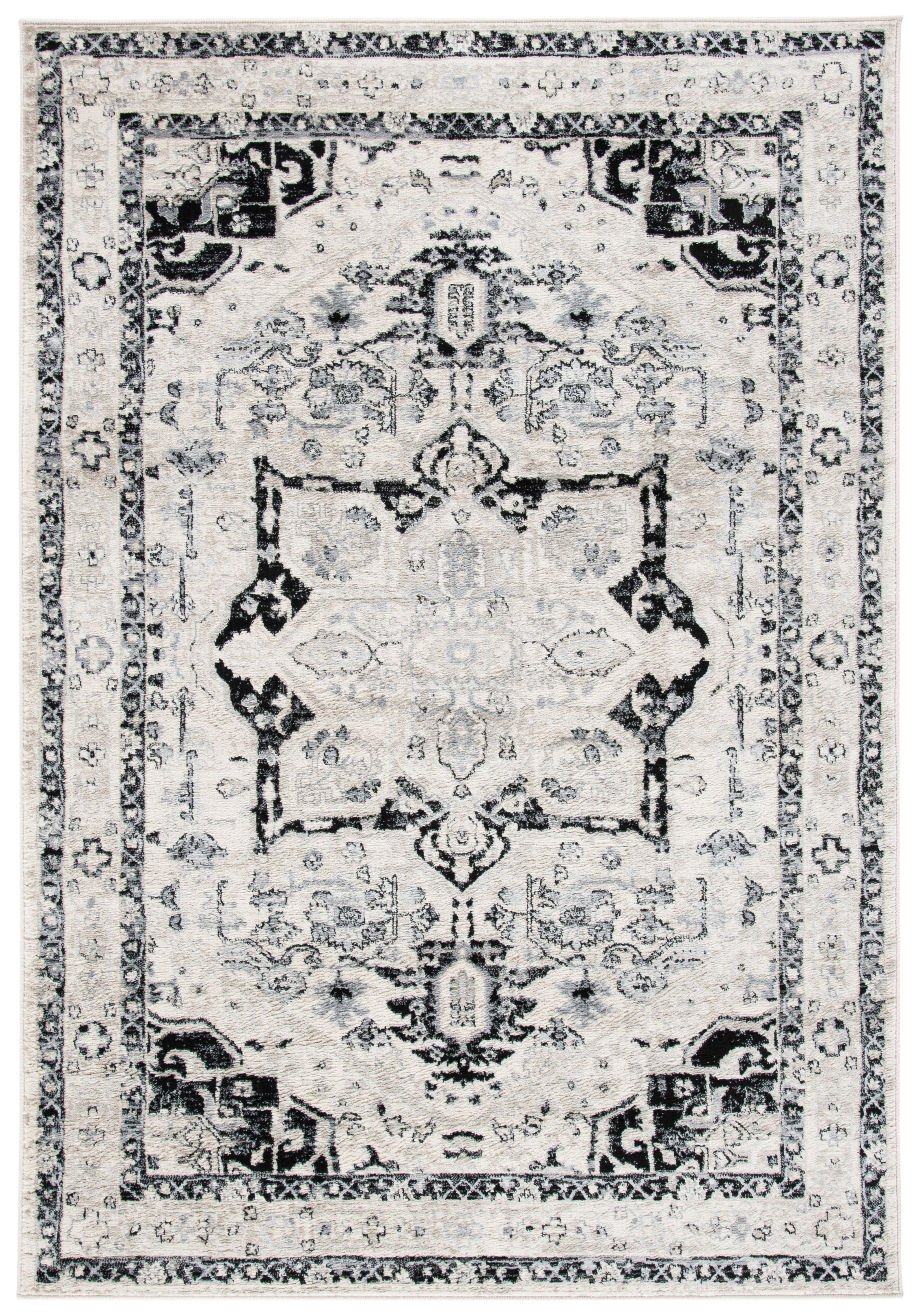 SAFAVIEH Brentwood Ezra Oriental Area Rug, Ivory/Black, 5'3" x 7'6"