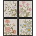 thumbnail image 2 of PixonSign Framed Wall Art Wildflowers Floral Botanical Prints, Set of 4 Nature Wildernes Paintings, Farmhouse Rustic Wall Décor, Plants Adhesive Canvas Poster for Home Decor - 12"x16" Black, 2 of 5