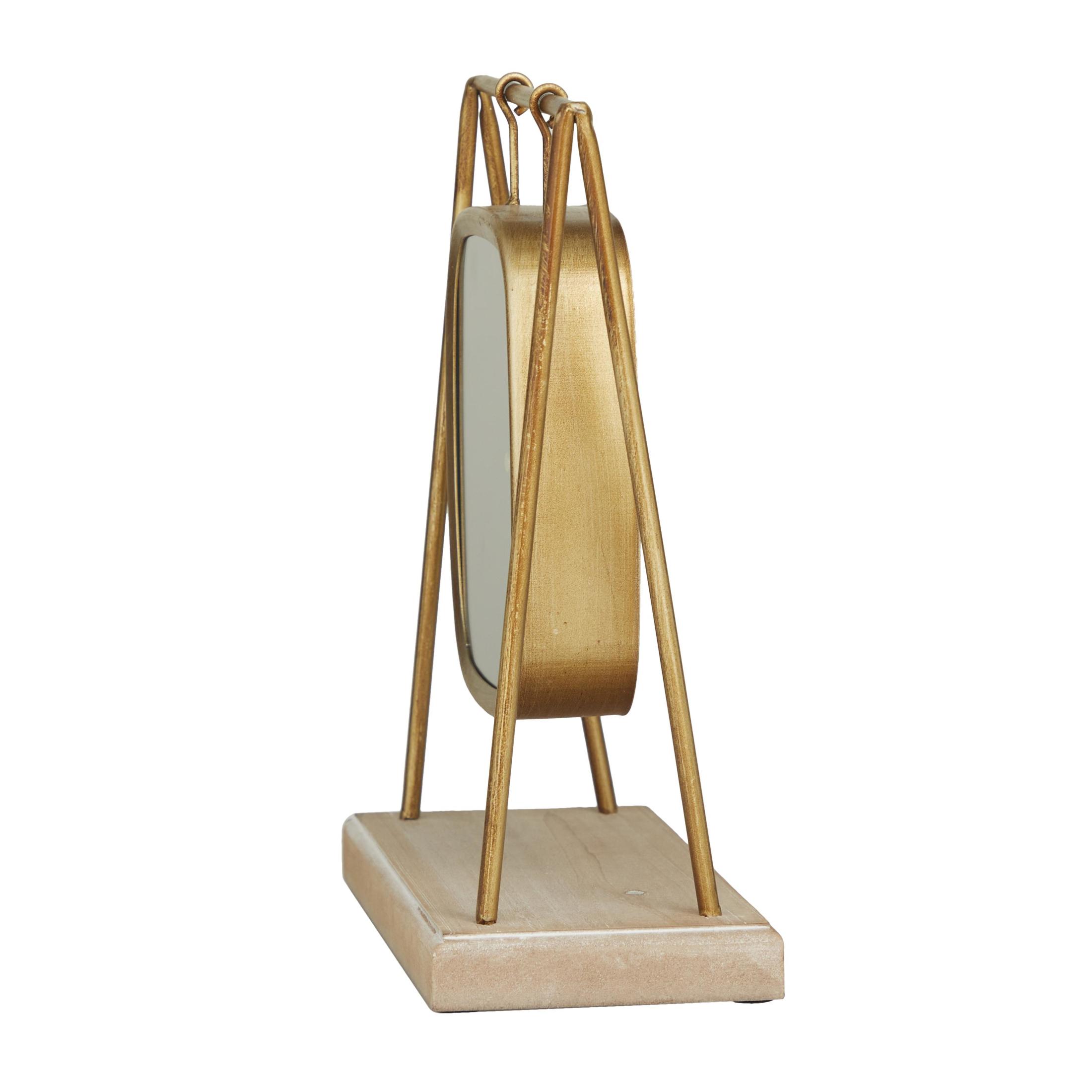 DecMode 11" Gold Metal Suspended Hanging Clock with Wood Base