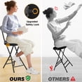 thumbnail image 4 of RTVR 36-inch Round Collapsible Folding Stool with 400 lbs Capacity, Set of 2, Padded PU Leather, Black with Back for Indoor Outdoor, 4 of 9