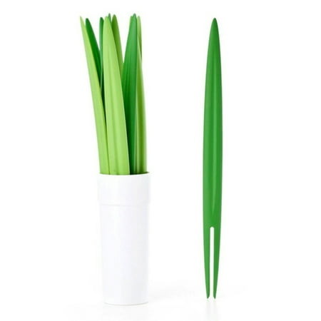 

Luxsea Creative Green Bamboo Leaf Fruit Fork Beautiful Fruit Fork Reusable Appetizer Picks Simulation Bamboo Fruit Sticks