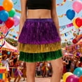 thumbnail image 2 of Carnival Tassel Skirt for Women Loose Color Block Sequins Mini Skirt Multicolor M, 2 of 7