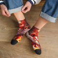thumbnail image 3 of Fuzoiu Red Leaf Flame Fox Print Adult Socks, Crew Moisture-wicking Socks, Unisex Cushion Crew Socks,Casual Sports Ankle Socks, 3 of 7