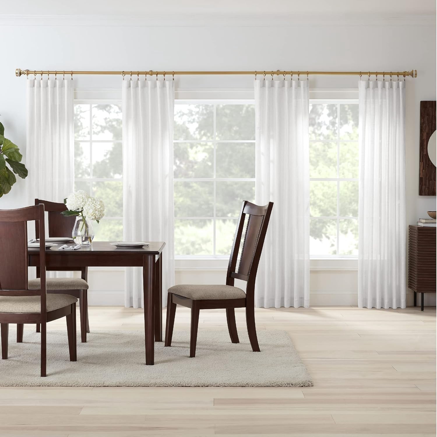 MODE Premium Collection Adjustable Single Curtain Rod Set with Brilliant Urn Finials, Brushed Gold Finish, Fits 24” to 60” Windows