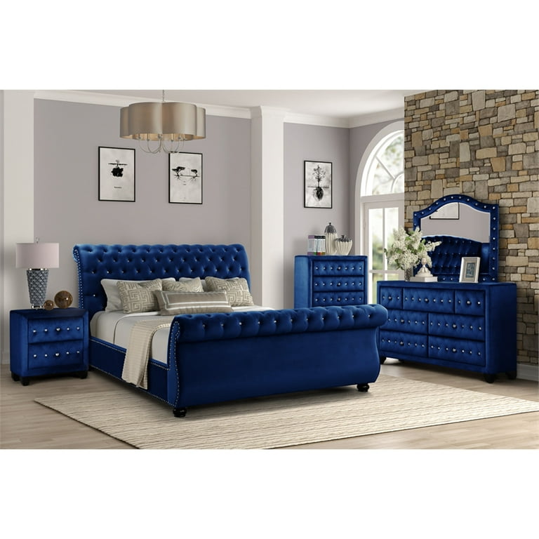Blue queen bedroom sets discount