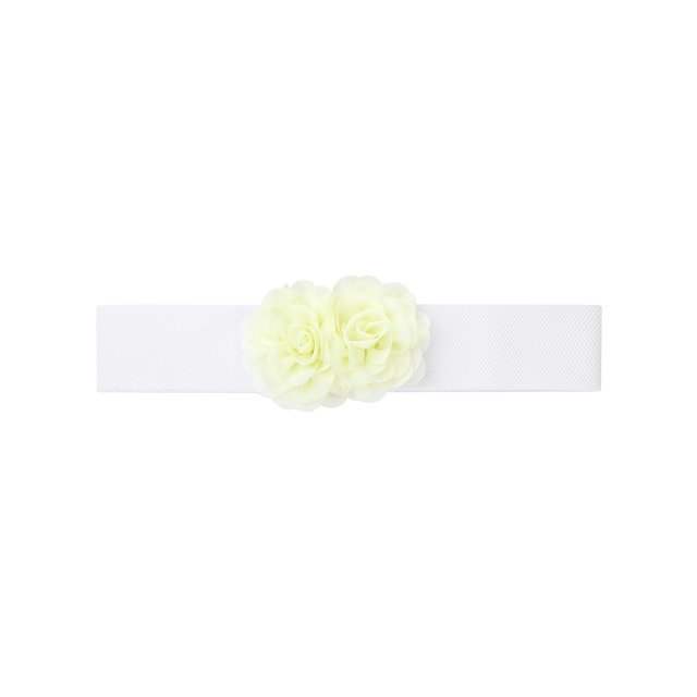 Cinturón elástico de doble flor de chiffon grande para mujer INSPIRE CHIC, corsé ancho elegante para vestido, 26.8x2.4 pulgadas, amarillo claro