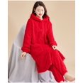 thumbnail image 5 of Conjunto de pijama de franela gruesa de gran tamaño para mujer, ropa de dormir de lana de Coral con capucha cálida, traje holgado para el hogar, ropa de estar por casa, Invierno, 5 of 5
