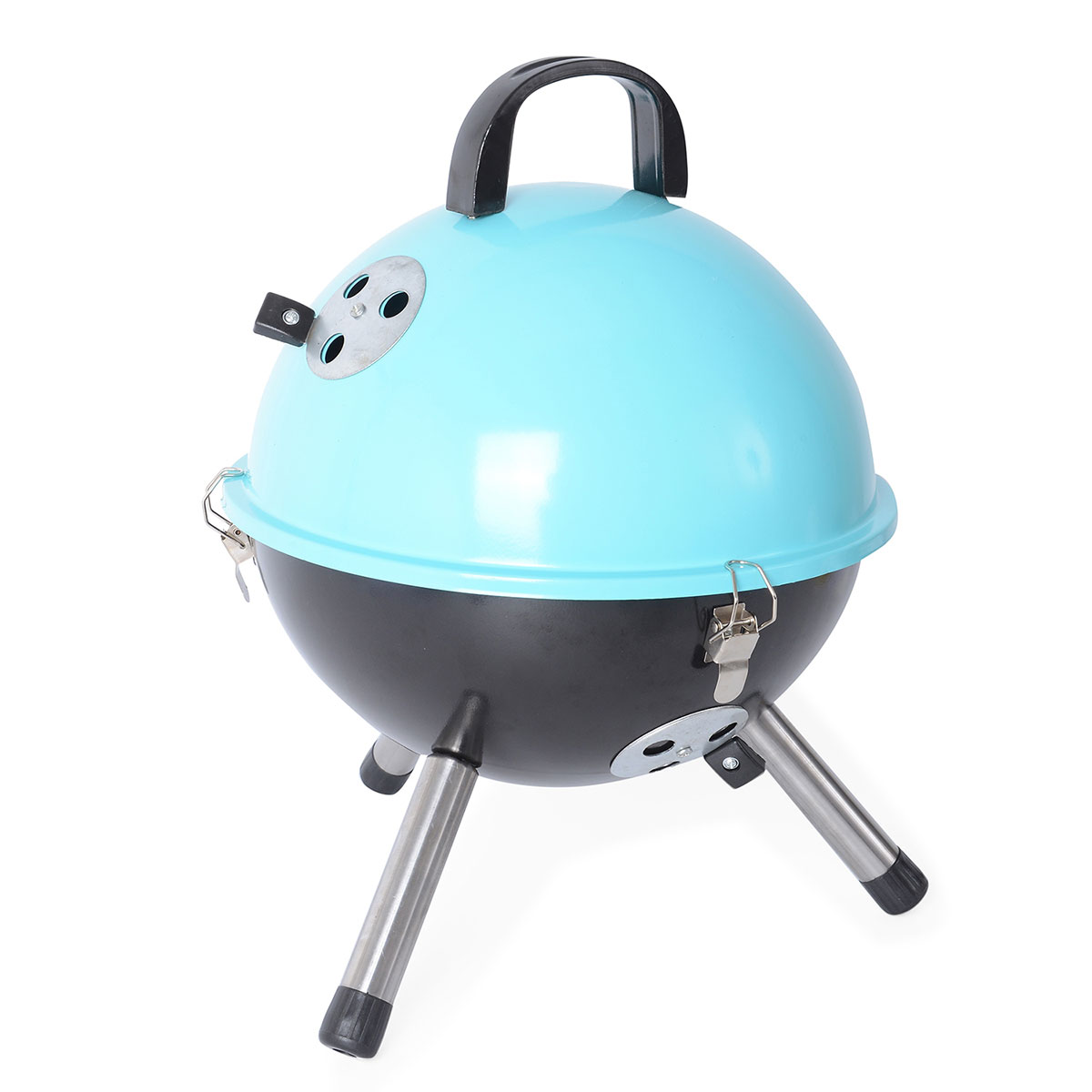 Blue Mini Portable Outdoor Charcoal Grill Stove with Chimta for Dad
