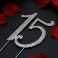 thumbnail image 6 of FRCOLOR Elegant Silver Alloy Cake Topper with Rhinestones for Birthday or Anniversary Parties 15th Size, 6 of 7
