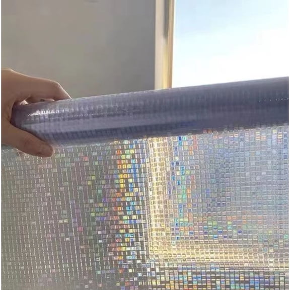 Window Privacy Film Rainbow Clings Mosaic Vinyl Stained Glass Window Decals 3D Decorative Static Cling Window Sticker (17.7 x 78.7 in)