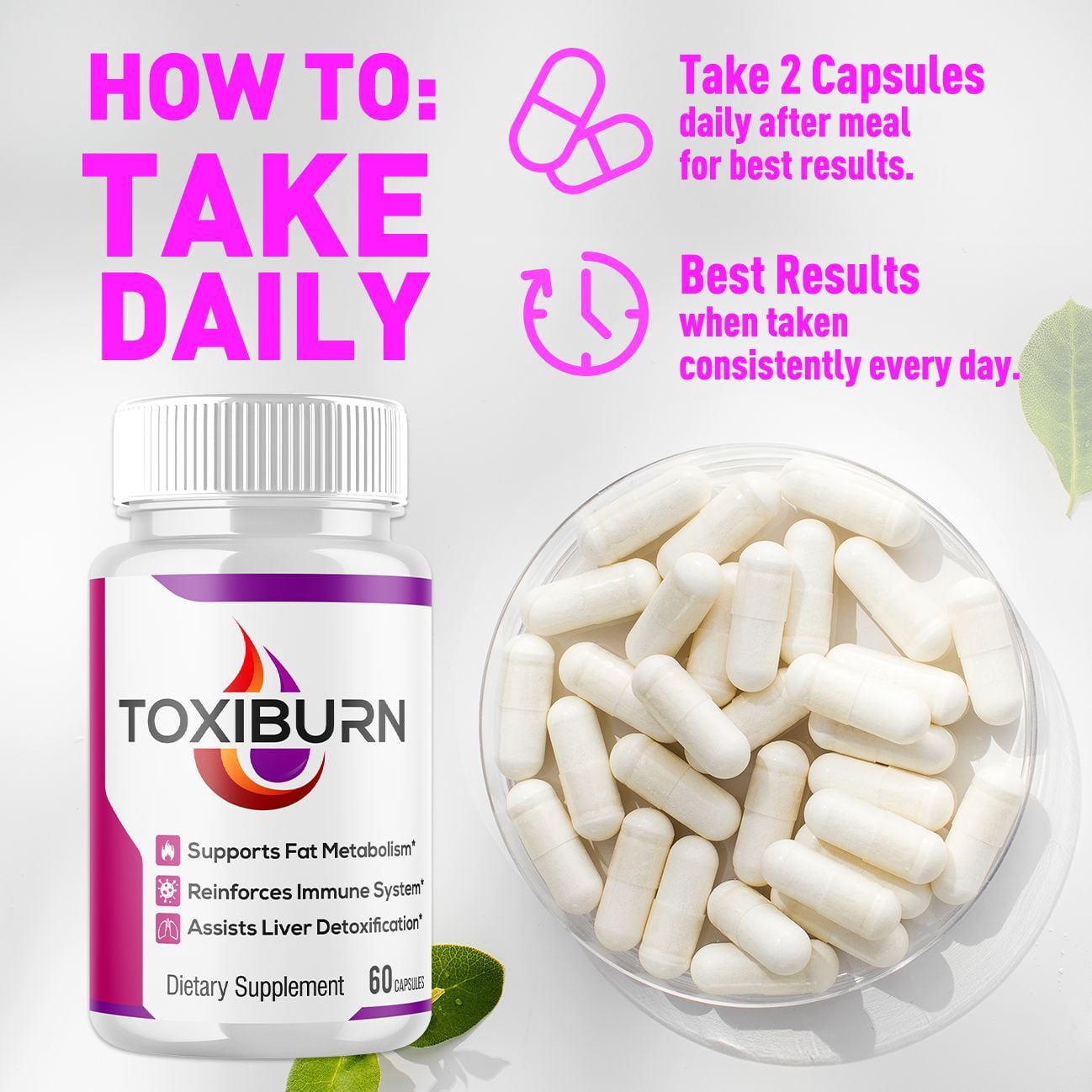 Toxiburn - Pills for Weight Loss - Energy Boosting Dietary Supplements for Weight Management and Metabolism - Advanced Ketogenic Ketones - 120 Capsules (2 Pack)