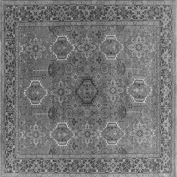 Ahgly Company Indoor Square Oriental Gray Industrial Area Rugs, 4' Square