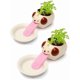 thumbnail image 1 of 2024 Mini Self-Suction Ceramic Flower Pots with Tray for Succulents Cactus Flower Pots Decoration for Home, Office, Indoor Puppy, 1 of 4