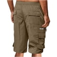thumbnail image 4 of Nestiefly Mens Cargo Shorts Elastic Waist Drawstring Casual Work Outdoor Short Lightweight Summer Shorts with Multi Pocket Brown 3XL, 4 of 6