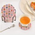 thumbnail image 6 of 6 Pcs Drink Coasters with Holder 3.94in Woven Coasters for Drinks Christmas Ornaments Pattern Coaster Set for Protection Table, 6 of 7