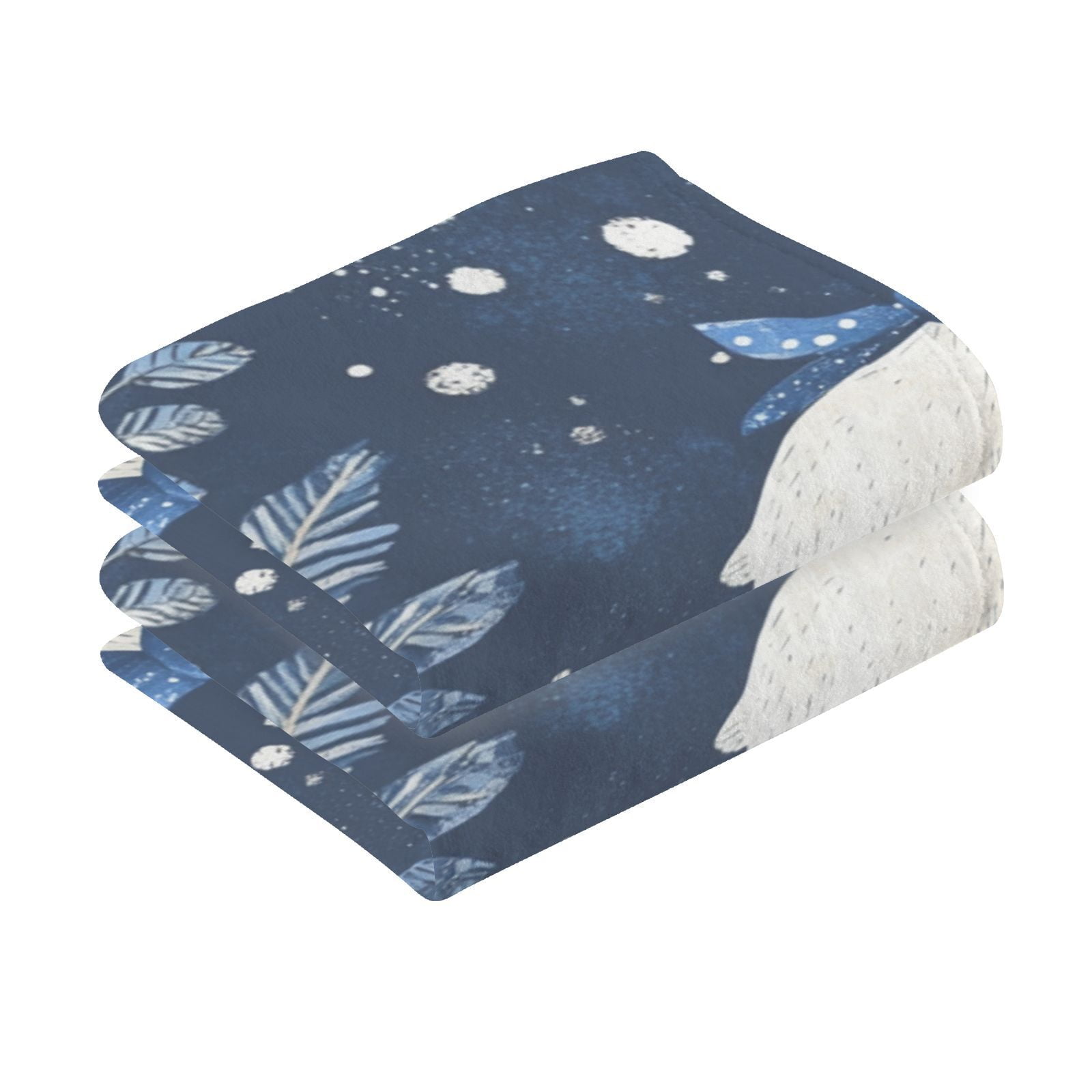 Leaves Polar Bears Hand Towels Cotton Bath Towels Large Face Towels Absorbent for Bathroom 2 Packs