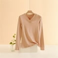 thumbnail image 4 of Xuemjiao Womens T Shirts Thermal Tops for Women Lined Shirt Long Sleeve Base Layer V Neck Women's T Shirt Womans Blouse Blusas Mujer (Beige,XL), 4 of 4