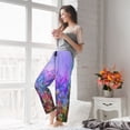 thumbnail image 4 of Uemuo Colorful Purple Cosmos Flower Pattern Women's Wide Leg Palazzo Lounge Pants with Pockets Light Weight Loose Comfy Casual Pajama Pants-, 4 of 9