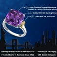 thumbnail image 2 of Gem Stone King 925 Silver and 10K Yellow Gold Purple Amethyst Solitaire Engagement Ring for Women | 6.40 Cttw | Cushion 12MM | Gemstone February Birthstone | Size 5, 2 of 6