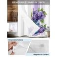 thumbnail image 3 of No Hook Cloth Fabric Shower Curtain with Snap in Liner, Purple Hydrangeas Waterproof Shower Curtains Set with See Through Top Window, Farmhouse Purple Stripe Linen Bath Curtains Shower 36"x72", 3 of 6