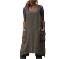 thumbnail image 2 of 2026 Cotton Linen Apron Cross Back Apron for Women with Big Pockets Square Pinafore Dress for Baking Cooking,Light Gray XXL, 2 of 7