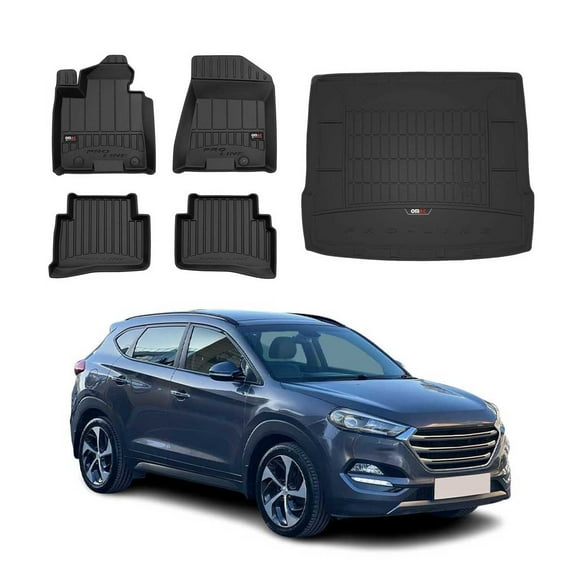 OMAC Premium Floor Mats & Cargo Liners for Hyundai Tucson 2016-2021 Black 5 Pcs