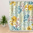 thumbnail image 2 of Floral Shower Curtain, Yellow Floral Shower Curtain, Shower Curtain Set with 12 Hooks, Decorative Colorful Flowers Blue Leaves Bathroom Accessories, Machine Washable, 72" W X 72" H, 2 of 6