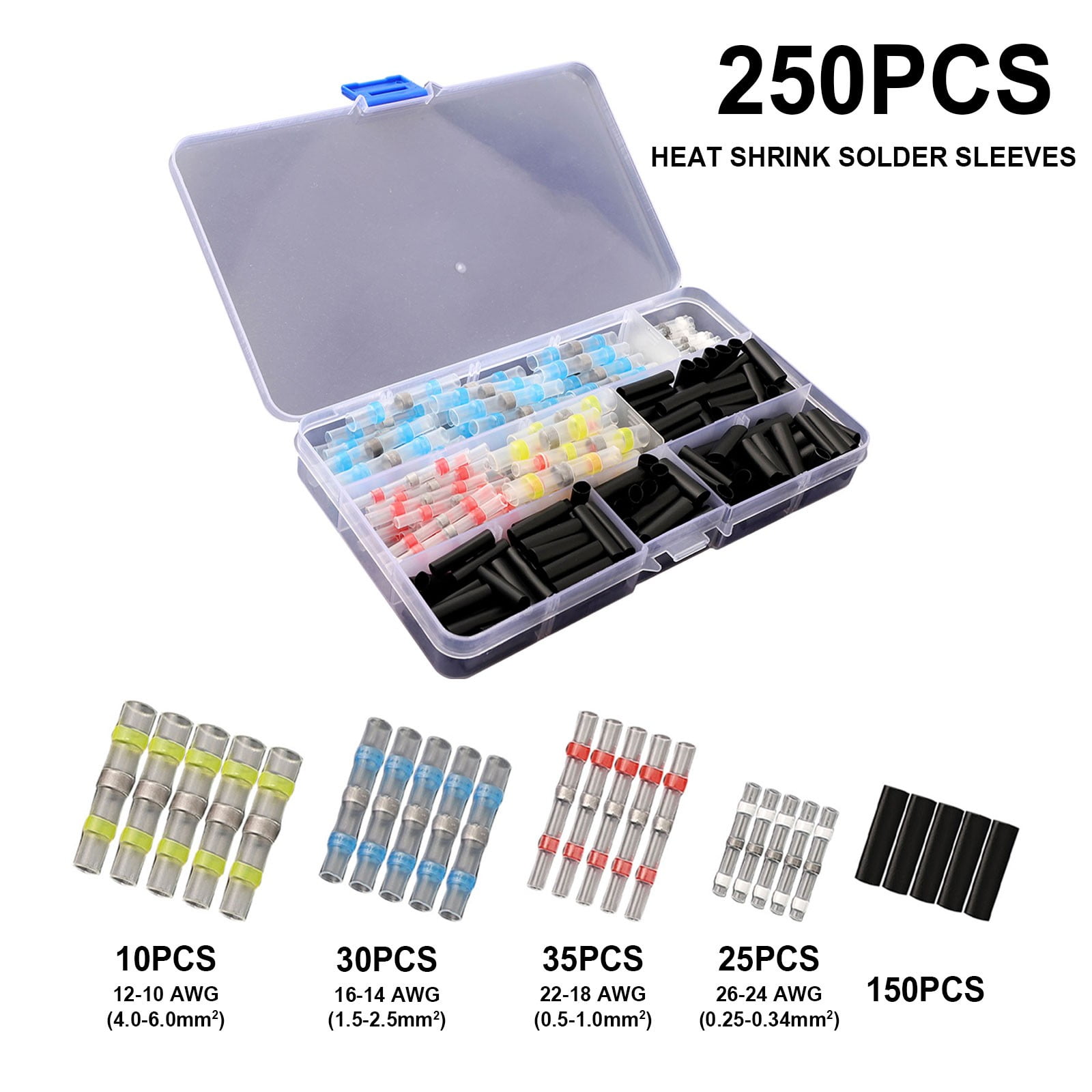 50/800Pcs Solder Seal Sleeve Heat Shrink Wire Connectors Terminals Waterproof 250Pcs