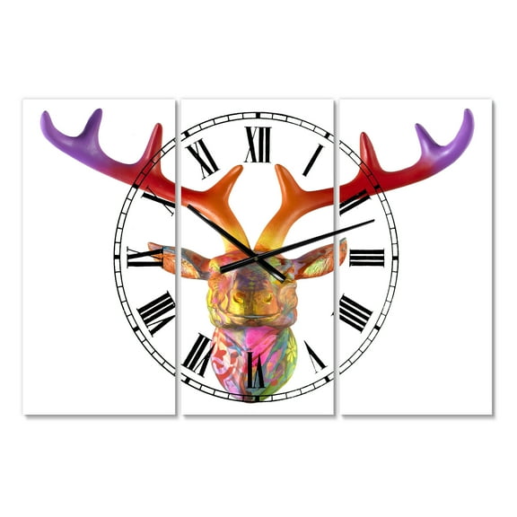 Designart 'Rainbow Antlers' Large Modern Wall Clock
