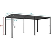 Mirador 10x 20 Outdoor Pergola, 80S Steel Frame w/ Adjustable Louvers Roof for Garden, Patio, Backyard, Charcoal