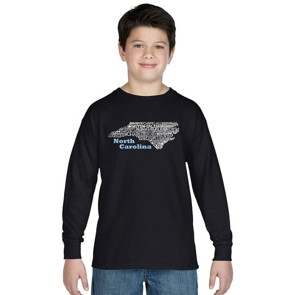 LA Pop Art Boy's Word Art Long Sleeve - North Carolina