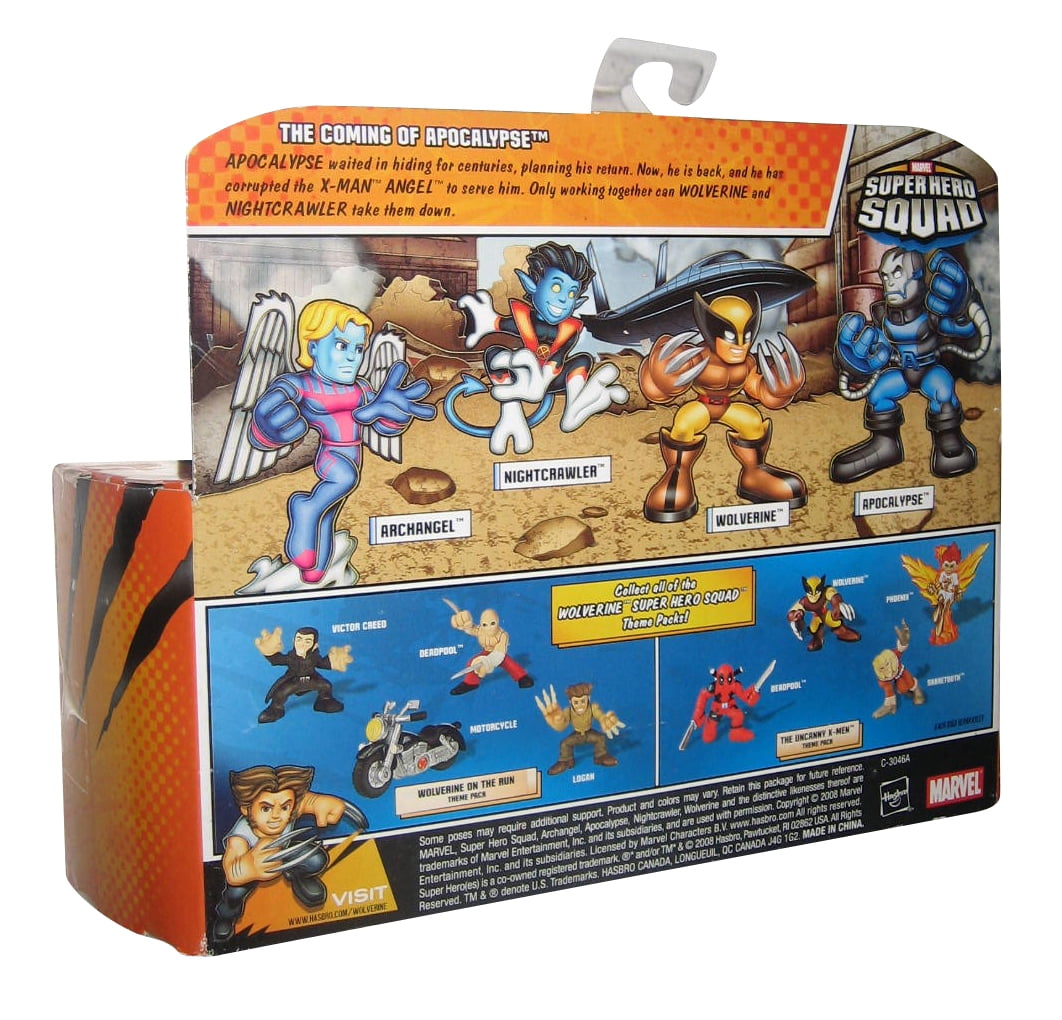 Marvel Super Hero Squad Figure Set Apocalypse Archangel Nightcrawler Wolverine Walmart Com