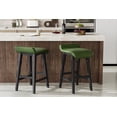 thumbnail image 1 of 2-Pack 26.2" Counter Height Bar Stools - PU Leather Upholstered with Wood Frame, Low Back & Footrest for Kitchen Islands & Counter Bars, Green, 1 of 6