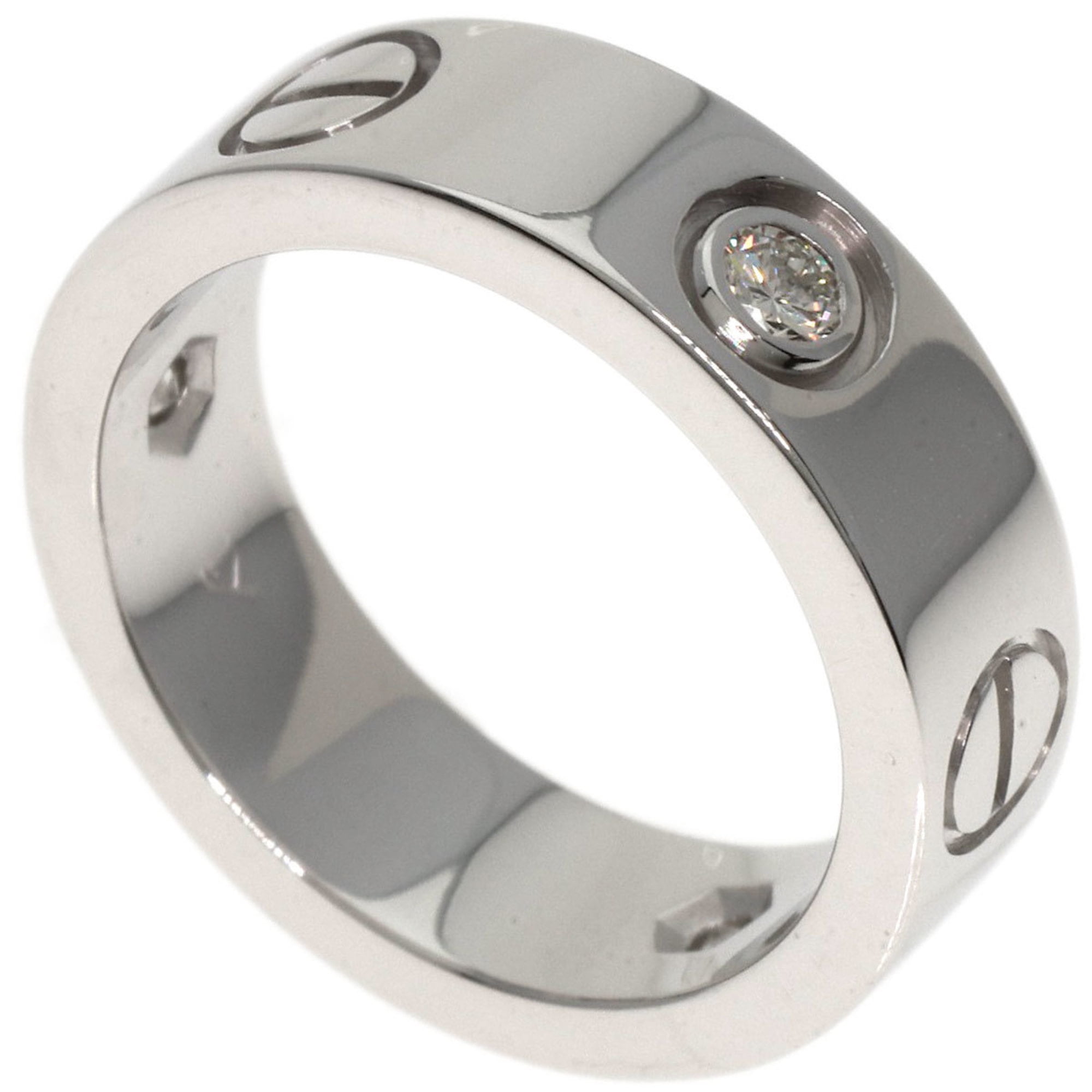 Pre-Owned Cartier Love Ring Half Diamond #47 K18 White Gold Women's (Good)