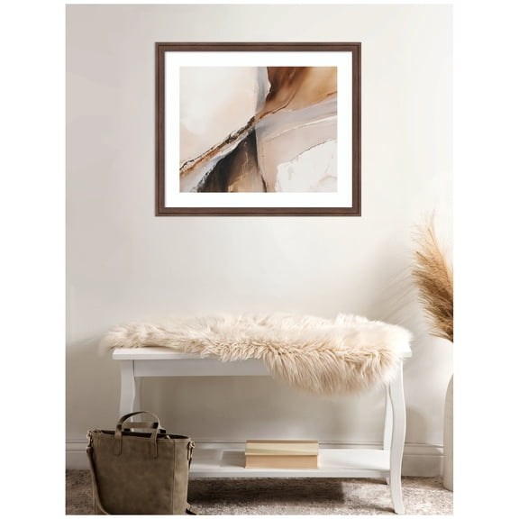 Kate and Laurel Framed Wall Art Print Element II  by Amy Lighthall, 26 x 22, Florence Medium Brown Frame, Modern Contemporary, Abstract Art for Wall Decor