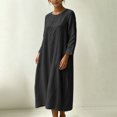 thumbnail image 6 of Lmueinov Dresses for Women Long sleeve Flowy Casual Cotton Linen Dress Lightweight Tunic Dress with Pockets Beach Vacation Sundresses, 6 of 7