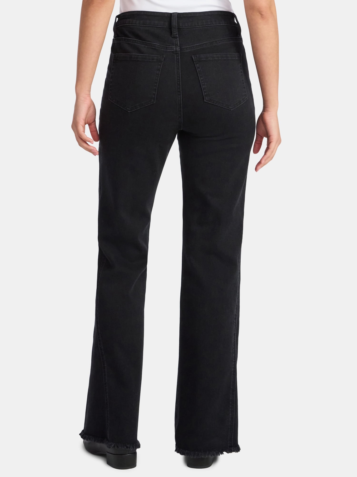 Time and Tru Women's High Rise Flare Jeans With Side Seam Details, 32" Inseam, Sizes 0-20