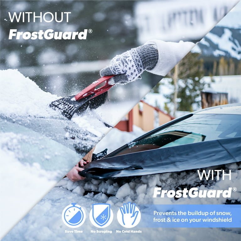FrostGuard Vortex | Winter Windshield Cover for Ice and Snow, Standard Size  (Winterwoods, Red) - Wiper Blade + Side Mirror Covers - Fit-Fast Straps