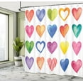 thumbnail image 5 of Ambesonne Grunge Shower Curtain, Watercolor Heart Romance, 69"Wx84"L, Red Blue Yellow, 5 of 5