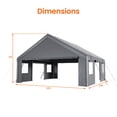 thumbnail image 3 of VENTOPYR Carport 20x20FT Heavy Duty Carport,Portable Car Garage with Side-Opening Door,Roll-up Windows,Grey, 3 of 7