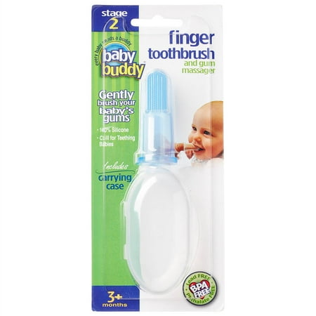 Baby Buddy Silicone Finger Toothbrush with Carrying Case, Soft Silicone Toothbrush For Baby & Infants with Soft Bristles to Soothe Budding Gums & Clean Baby Teeth, Chill for Teething, (What's Best For Teething Babies)