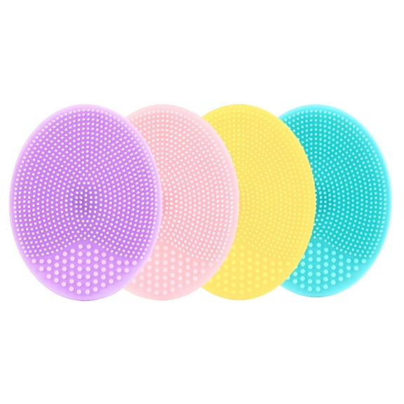 ACDANC 4 Pack Face Scrubber, Soft Silicone Facial Cleansing Brush Face Exfoliator Blackhead Acne Pore Pad Cradle Cap Face Wash Brush (Purple Pink Yellow Blue)