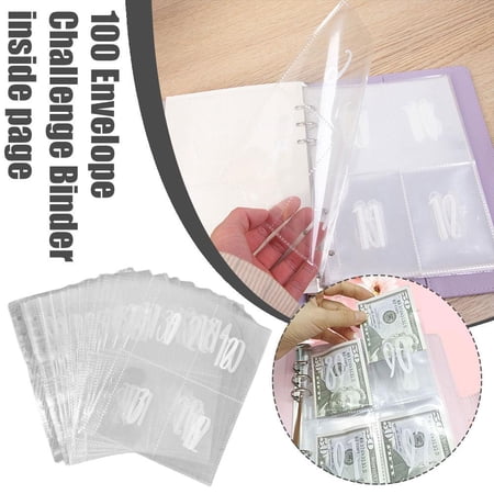 Misterolina A5 Cash Saving Book DoubleSided 4 Pocket 100 Slots Money Stuffing Folder