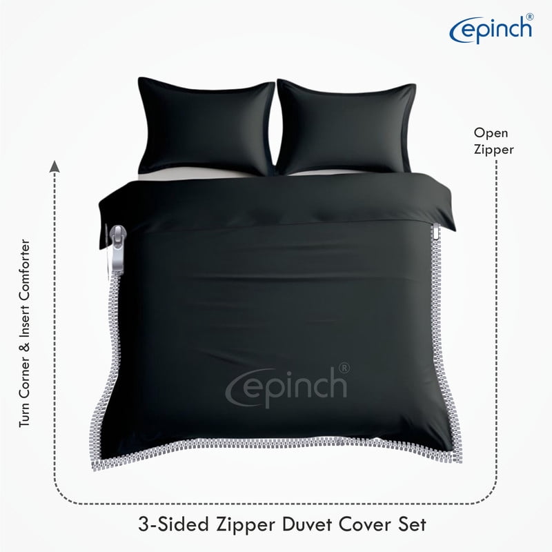3 Sided Zipper Duvet Cover Set Easy to Use Home & Hotel Soft Microfiber 3 PCS 1-Duvet Cover & 2- Pillow Sham No Comfoter Taxas King 120 X 120 Inch