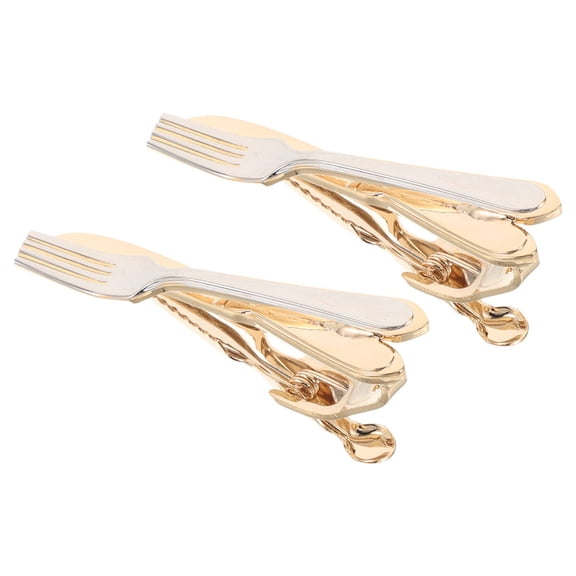 WEAVILUX 2 Pcs Copper Tie Clips for Men with Unique Cutlery Design, Business, Wedding, Formal Suit Accessories