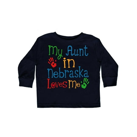 

Inktastic My Aunt in Nebraska Loves Me Gift Toddler Boy or Toddler Girl Long Sleeve T-Shirt