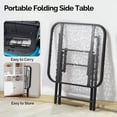 thumbnail image 3 of Ktaxon 18in Outdoor Metal Folding Glass Table, Square Side End with Tempered Glass Top for Porch Yard, Balcony, Garden, Black, 3 of 8